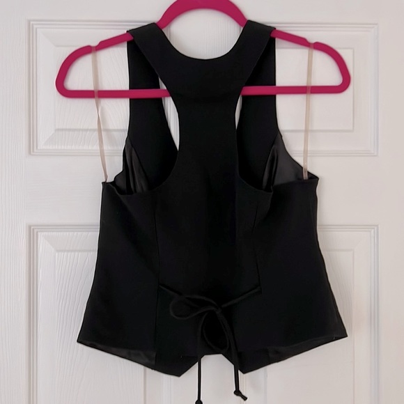 Stoosh Black Button Vest w/ Lace Trim - Picture 2 of 3